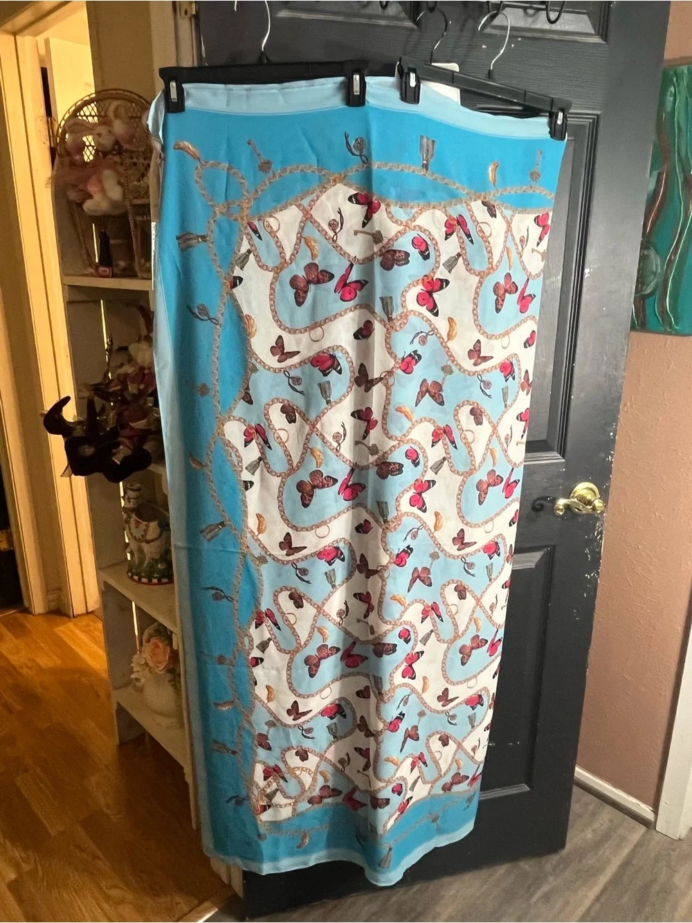 Light Blue Butterfly Print scarf